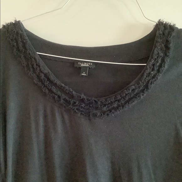 Talbots 3/4 length sleeve ruffle neck top - Picture 2 of 2